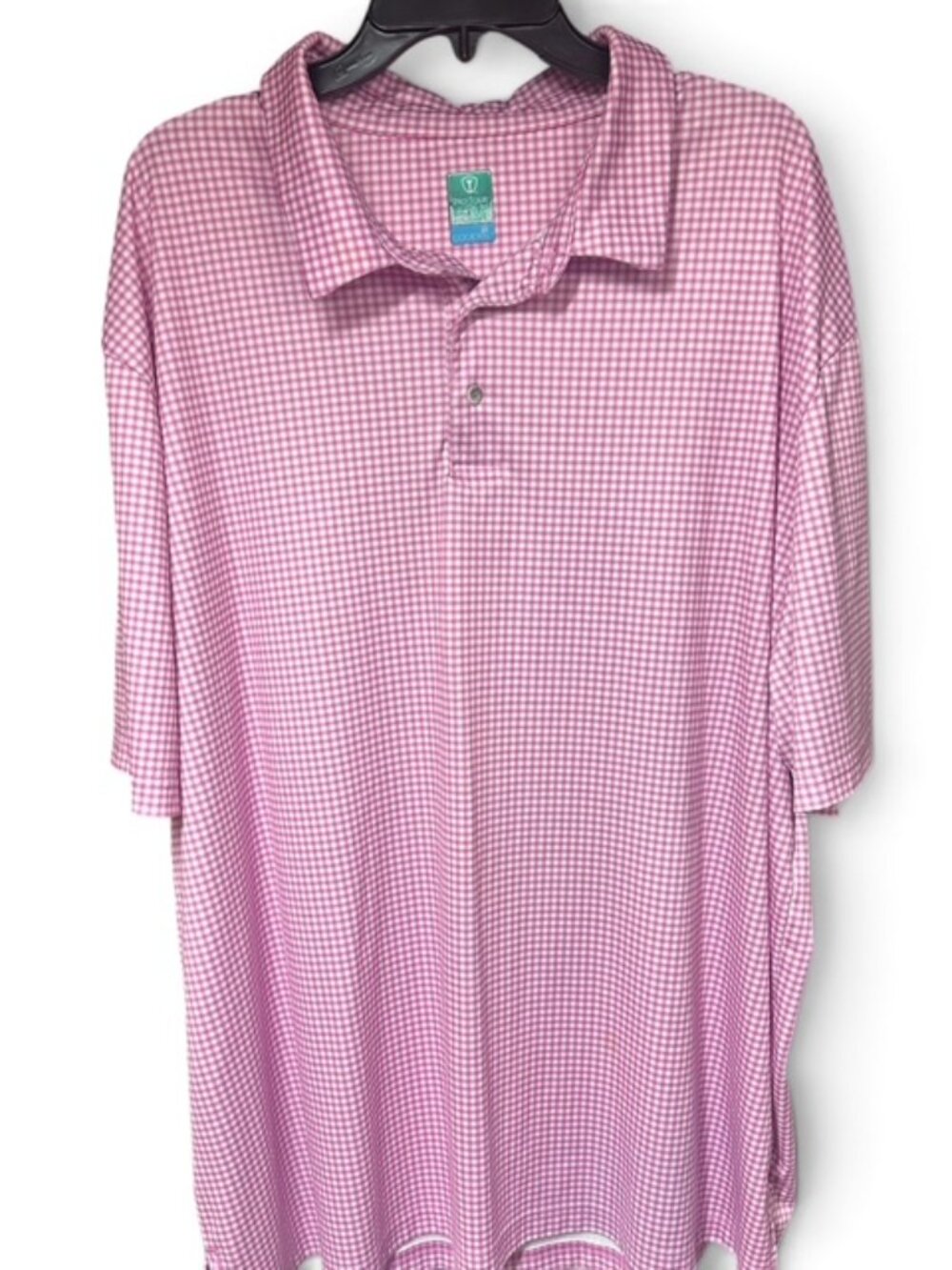 Pro Tour Coolplay Men's Golf Core Polo Short Sleeve Shirt Size 3XL Pink Gingham